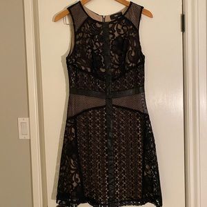 Size M Mossimo dress. Black lace and pleather over nude slip